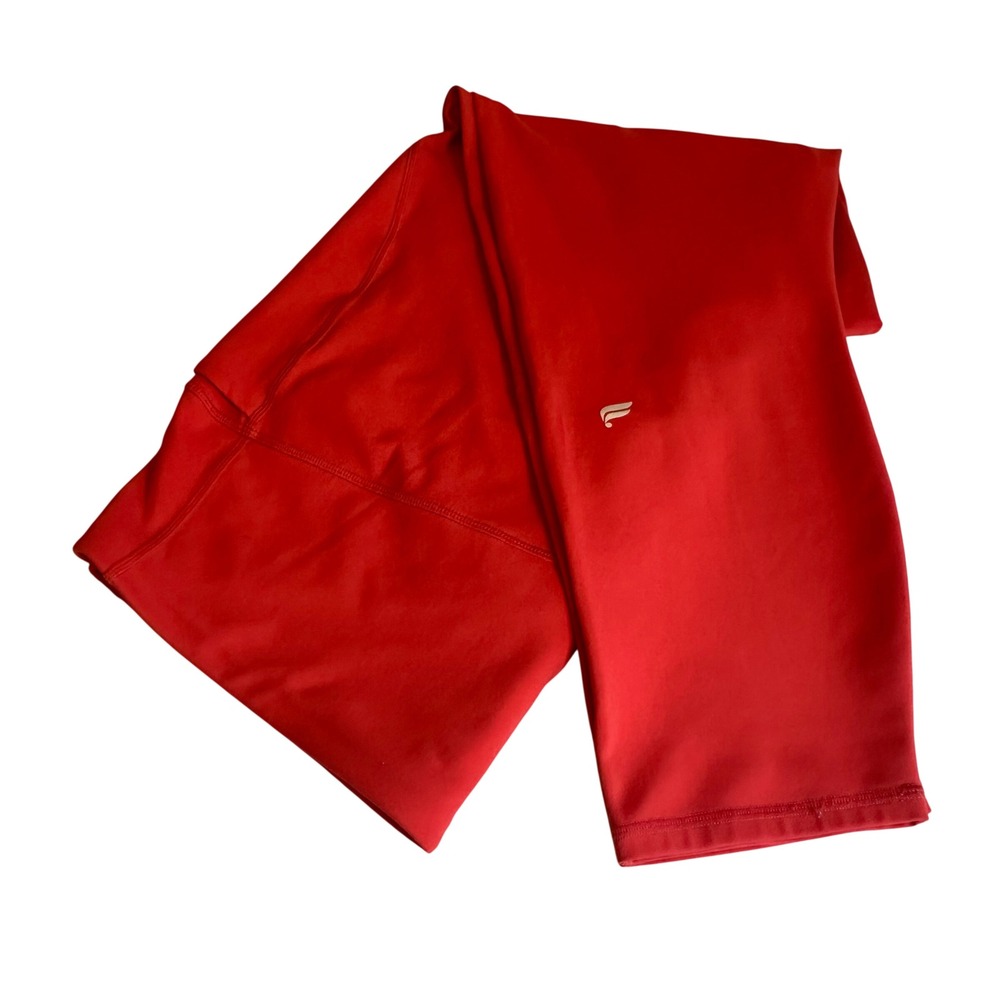 Fabletics Pure Luxe High Waisted Red Crossover Leggings Pockets Size XL Read